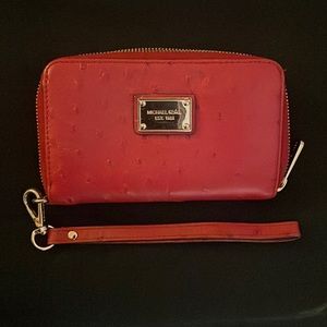 Red Michael Kors Wristlet Wallet